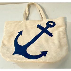 West Loop Herringbone Cotton Nautical Theme Tote 12x10x6 Inch Great For Boating